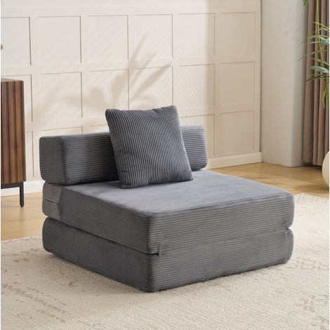 Sofá cama de suelo 1 plaza en pana gris oscuro OKMYHOME (1/5)