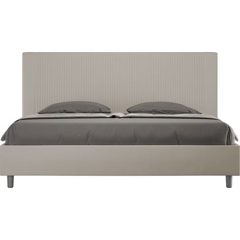 Letto matrimoniale king size senza rete imbottito 200x200 similpelle tortora Goya