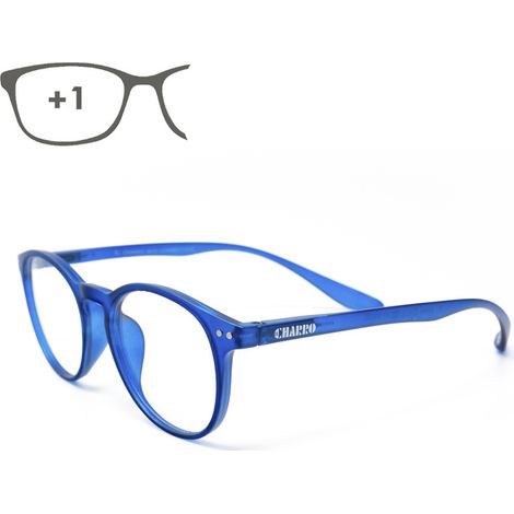 Connecticut-Lesebrille, blaue Farbe, Vergrößerung +1,0 Bügel, zum Aufhängen am Hals (1/5)