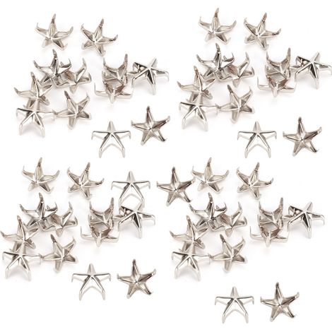 200 Pièces Clous Étoile 5 Branches 10mm Argentés pour Sacs Chapeaux Déco DIY Accessoires (1/5)