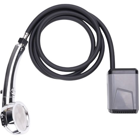 Douche de camping portable, pompe de douche électrique extérieure, rechargeable par USB, alimentée par batterie avec écran d'affichage, grise (1/5)