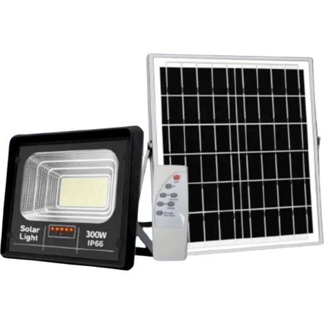 TrAdE Shop Traesio - Faretto Luce Solare Con Pannello Fotovoltaico 300 W Ip65 Impermeabile Telecomando - (1/5)