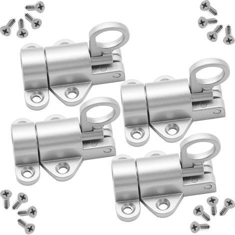 Lot de 4 loquets de porte de fenêtre, boulons à ressort en alliage d'aluminium, verrouillage automatique de sécurité, verrou de rebond pour porte de fenêtre, portails d'abri de jardin et (1/5)
