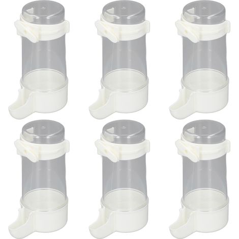 Lot de 6 abreuvoirs auto pour cage oiseaux en plastique sans renversement a suspendre pour perroquets perruches calopsittes inséparables 200 ml (1/5)