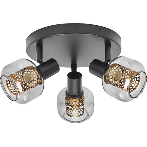 OSRAM DECOR Spot Firefly Applique murale, 3 x 2,8 W, E14, 750 lm, 2700 K, blanc chaud, IP20, métal/verre, 365 mm, noir, LED incluses et interchangeables (1/5)