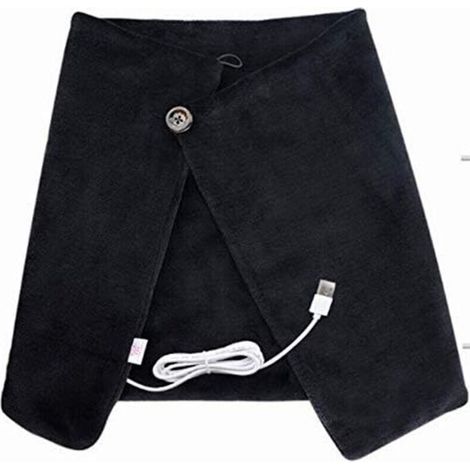 Couverture chauffante à capuche, interface USB, respirante, unisexe, soulage les douleurs aux épaules, aux genoux et à l'abdomen, noire.