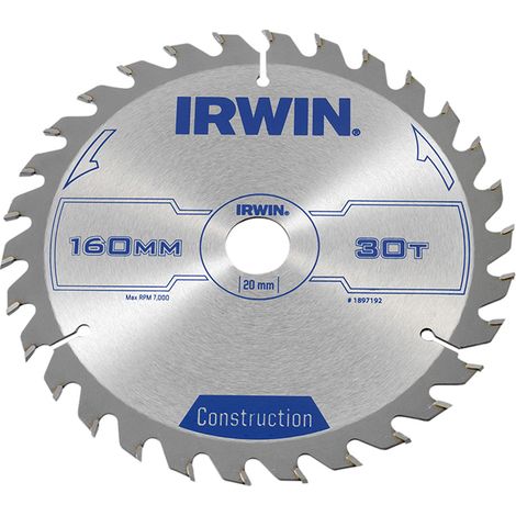 Irwin IRW1897192 160mm Tungsten Carbide Circular Saw Blade with 30 Teeth for Wood Cutting, Corrosion-Resistant Coating, Durable and High-Performance (1/5)