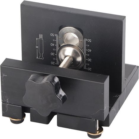 Guide de perçage 3 en 1 pour menuiserie, repère de trous en aluminium anodisé noir 108x100x93 mm, kit 12 pièces avec chevilles, douilles et clés (1/5)