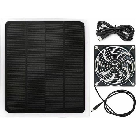 20W 12V Panneau solaire en silicium monocristallin Panneau d'alimentation solaire Ventilateur d'extraction Mini ventilateur de refroidissement portable Ventilateur d'extraction solaire de 4,7 pouces p (1/5)