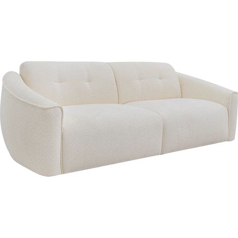 Divano letto 3 posti express in tessuto bouclette bianco Letto 140 cm Materasso 13 cm memory foam - ASUFA (1/5)