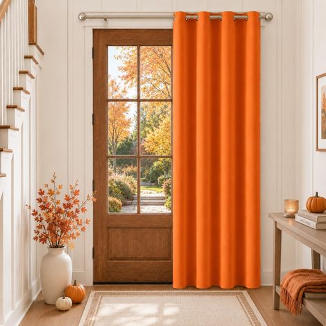 Rideau Occultant Thermique Salon Oeillets Lot de 1 140x225cm Orange (1/5)