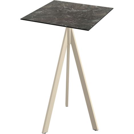 Infinity Tripod mange-debout avec piètement sable + plateau HPL Galaxy Marble 70x70 cm - Feros (1/4)