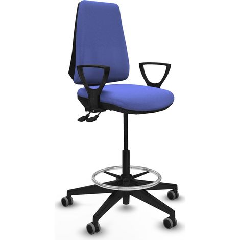 Taburete Elche AS bali azul claro brazos fijos base piramidal ruedas 65mm engomadas