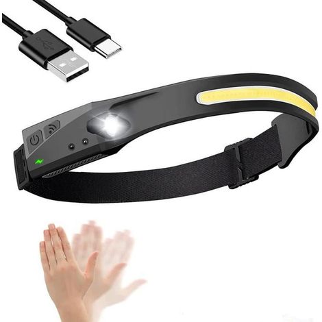ZOLGINAH LED Lampe Frontale USB Rechargeables Etanches COB XPE Lampe Torche Frontale avec Mode Capteur Intelligent pour La Pêche, Le Camping, Le Cyclisme, La Course à Pied (1/5)