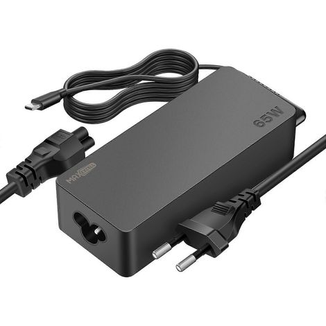 Chargeur USB-C 65W compatible avec les ordinateurs portables/ordinateurs, avec câble intégré, prend en charge la charge rapide, noir. (1/5)