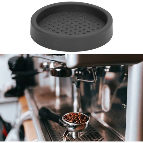 Tapis de Tasseur à Café en Silicone Rond, Résistant à la Chaleur et Portable pour Maison - Noir