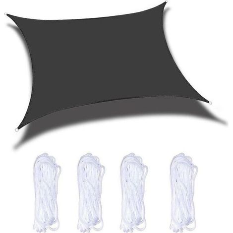 Auvent rectangulaire étanche 200x300cm noir avec sac et cordes de fixation (1/5)