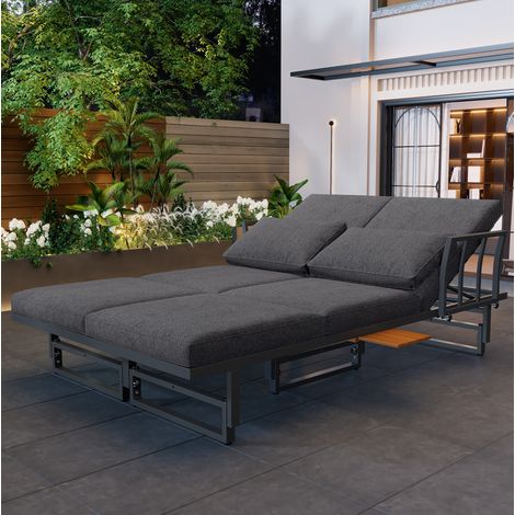 divano seduta 186x64 con tavolo grigio regolabile OKMYHOME (1/5)