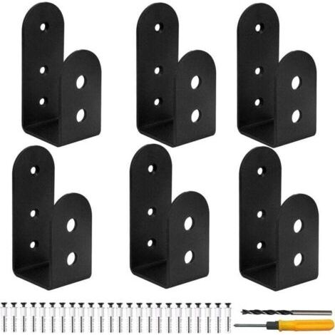 Lot de 6 supports de barricade pour porte, barre en forme de U, pour maison, garage, grange, abri de jardin, porte de renforcement, convient pour bois de 2 x 4 (1/4)