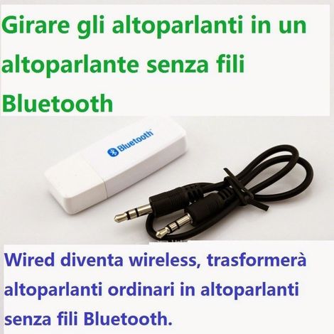 TrAdE Shop Traesio - Ricevitore Audio Musica Wireless Bluetooth Usb Stereo Per Smartphone Tablet E Pc -
