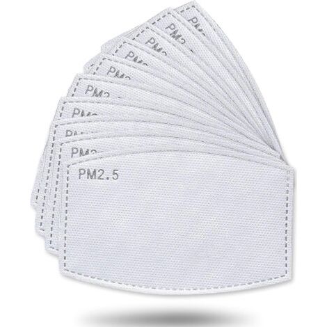 QORVA-Lot de 50 filtres à charbon actif, tissu non tissé avec 5 couches de protection remplaçables P-M 2,5 pour femmes, hommes et enfants