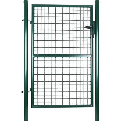 Cancello in ferro zincato recinzione cancello cancello da giardino robusto e durevole con serratura maniglia e chiave qualità 106 x 150 cm grigio 120001522