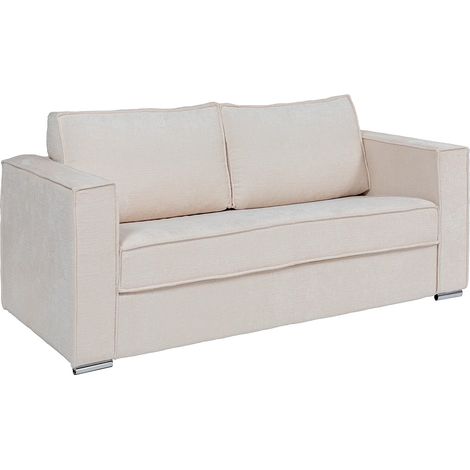 Divano letto 3 posti a ribalta Letto con doghe larghe 140cm Mater. 14cm in Tessuto testurizzato Beige - LORETO (1/5)