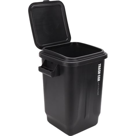 Küchenmülleimer mit Deckel, PP-Mülleimer mit Griff für Bad, Schlafzimmer, Büro, Wohnzimmer, Schwarz (1/5)