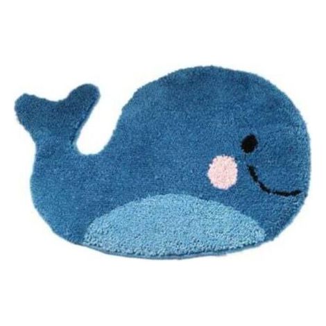 47x63cm Tapis de salle de bain bleu - Tapis antidérapant en forme de baleine, tapis de sol absorbant en microfibre lavable (1/4)