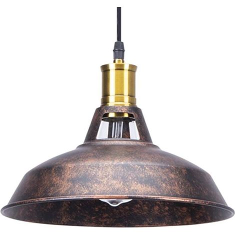 Lustre Suspension Industrielle Vintage E27 LED Lampe Plafonniers Retro Abat-jour pour Cuisine Salle à manger Salon Chambre Restaurant, Rouille (1/4)
