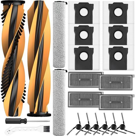 Lot de 22 accessoires pour robot aspirateur Mova Z60 Ultra Roller Complete, pièces de rechange avec 2 brosses principales, 2 essuie-rouleaux, 6 sacs à poussière, 4 filtres, 6 brosses latérales, 1 (1/5)