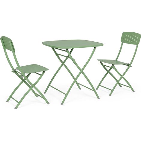 Set Tavolo + 2 Sedie Pieghevoli in Acciaio E-Coating Verde (1/5)