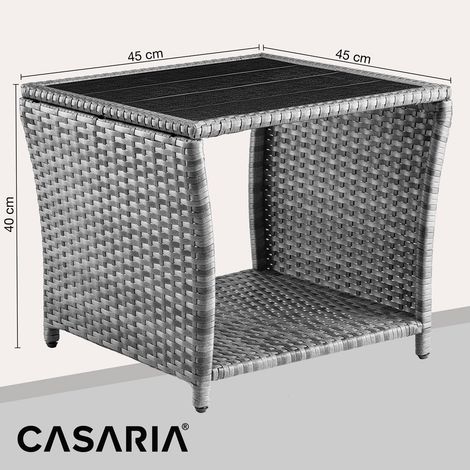 Beistelltisch aus Polyrattan, Grau, 45 x 45 x 40 cm, für drinnen und draußen (1/5)