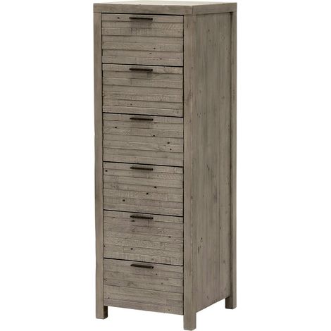 Chiffonnier bois recyclé grisé 6 tiroirs SIENNE