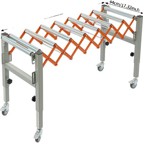 Mesa transportadora, altura ajustable, capacidad de carga de 50 kg, color plata. (1/2)
