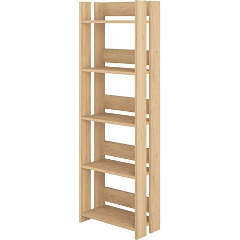 Etagère murale, bibliothèque coloris chêne cambrian - longueur 57 x profondeur 25 x hauteur 155 cm (1/2)