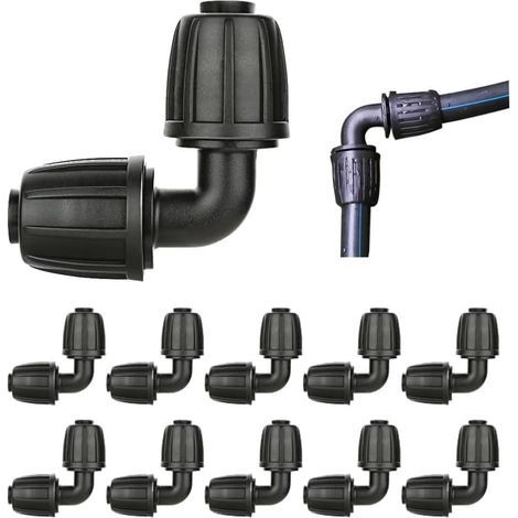 10 connecteurs de tuyau cannelés de 16 mm pour système d'irrigation, accessoires d'irrigation goutte à goutte de 16 mm, adaptateur coudé d'irrigation goutte à goutte pour jardin, pelouse (1/5)