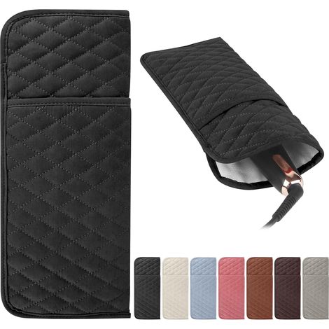 Borsa portaoggetti da viaggio portatile resistente al calore per strumenti per lo styling dei capelli: piastre, arricciacapelli e ferri piatti, colore nero. (1/3)