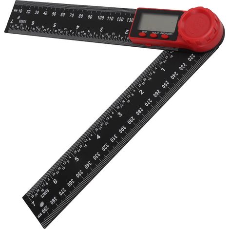 Règle numérique angulaire 200mm - Affichage digital précis, outil de mesure 2 en 1 léger en plastique noir, pratique pour bricolage. (1/5)