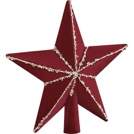 Étoile Pour Sommet De Sapin De Noël - Finition Brillante - 5 Branches - Décoration Festive - 1 Pièce - 20 cm (1/5)