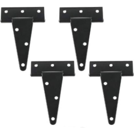 4 pièces 3 pouces peinture noire galvanisée en forme de T charnière en fer arrondi charnière en forme de T porte à roulement fendu,Pour meubles de maison, portes et fenêtres, etc. (1/5)