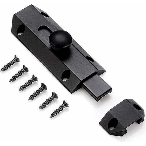 1 Loquet de verrouillage de sécurité avec targette en laiton épais pur, XU, Loquet de portail ultra résistant, Noir - KZQ (1/4)