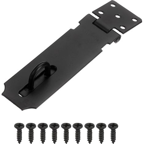 Loquet de porte (12,7 cm, noir) (1 pièce), cadenas en acier inoxydable à 180 degrés, loquet de verrouillage d'angle de sécurité avec vis, convient pour armoire/jardin/cour/abri/placard (1/5)