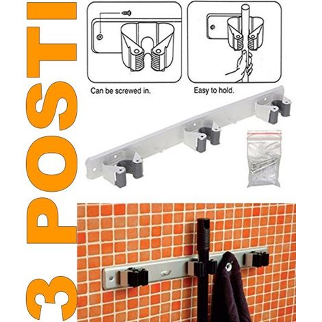 Barra De Escoba Soporte De Pared Colgador De Escoba De 3 Postes -