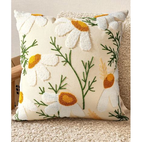 JSSEVN - Spring and summer sofa throw, 45 x 45 cm, daisy pattern (1/5)