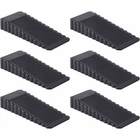 6 Stück Türstopper, Türkeile aus rutschfestem Gummi (Schwarz)