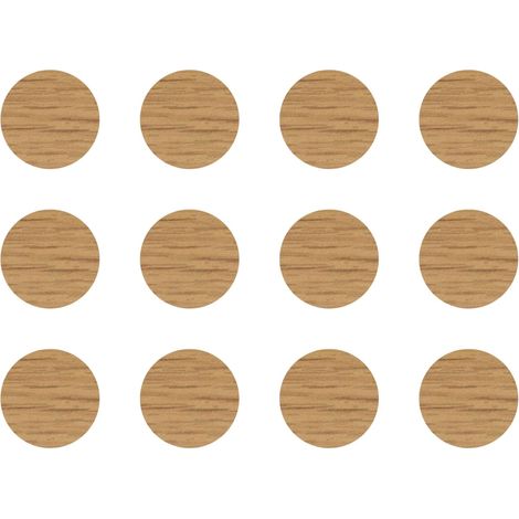 12x Cache vis adhésif autocollant diamètre 40mm protection bouchon trou obturateur meuble table chaise maison, Chêne (1/4)
