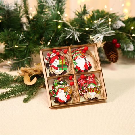 Gnome - Bois Naturel - Décoration De Sapin De Noël - Suspension Avec Corde - 12 Pièces (1/5)