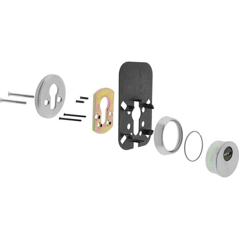 Serrure de sécurité monopoint, finition laitonnée, sans cylindre, 4 pênes, demi-tour réversible (1/3)