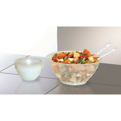 Insalatiera per macedonia set 9 pezzi 2 posate e 6 coppette plastica